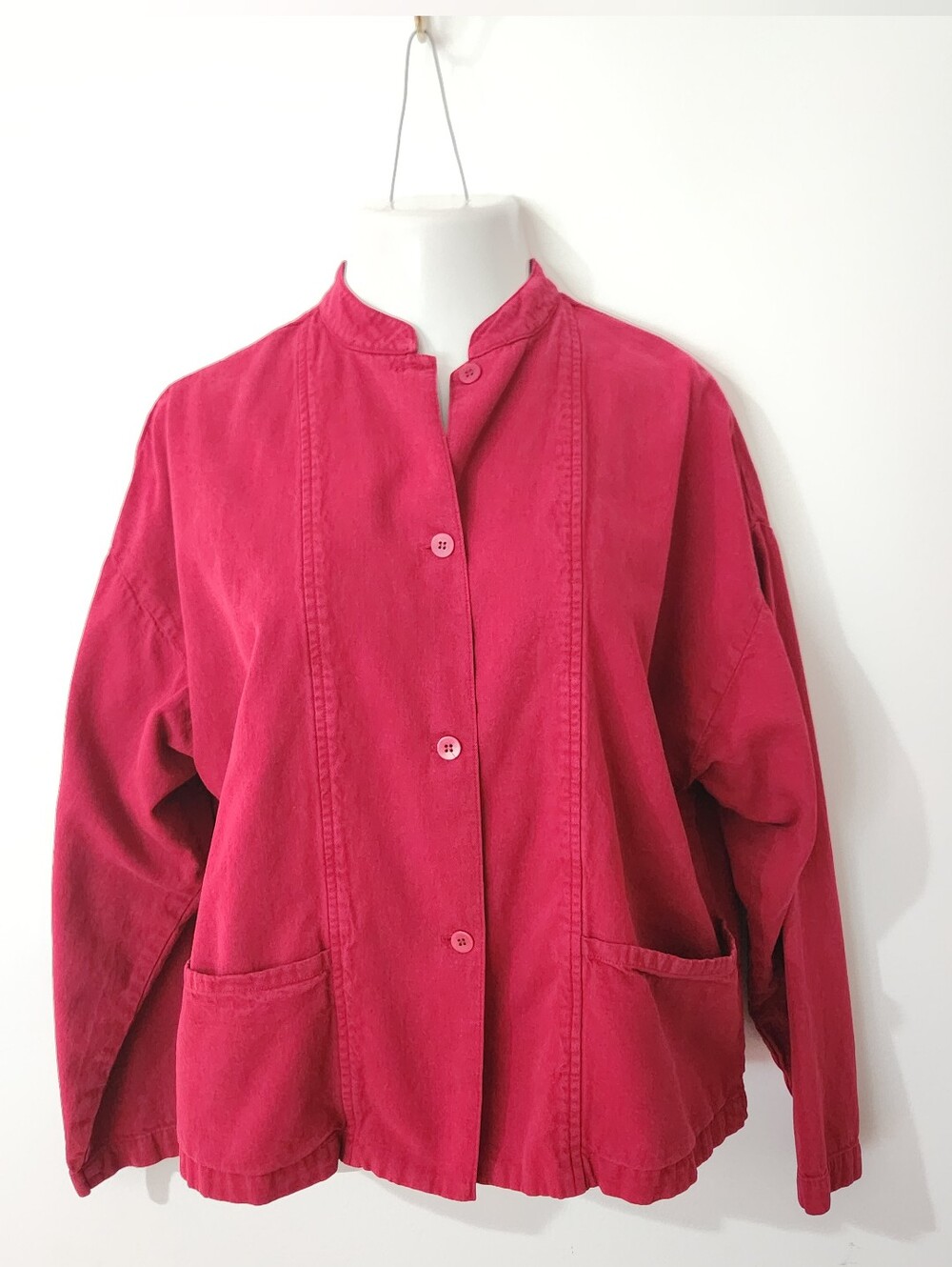 Eileen Fisher Red Cotton Button Jacket M